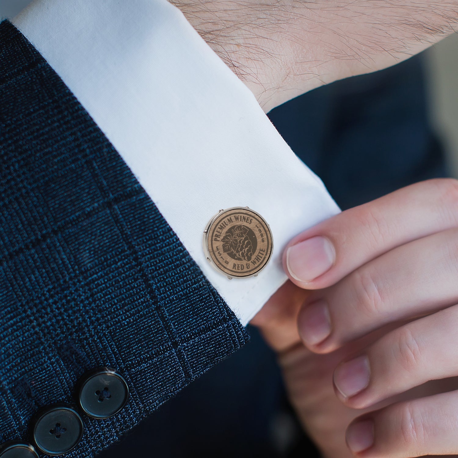 Wine Barrel Metal Cufflinks for Wine Enthusiasts and Sommeliers - Image 2
