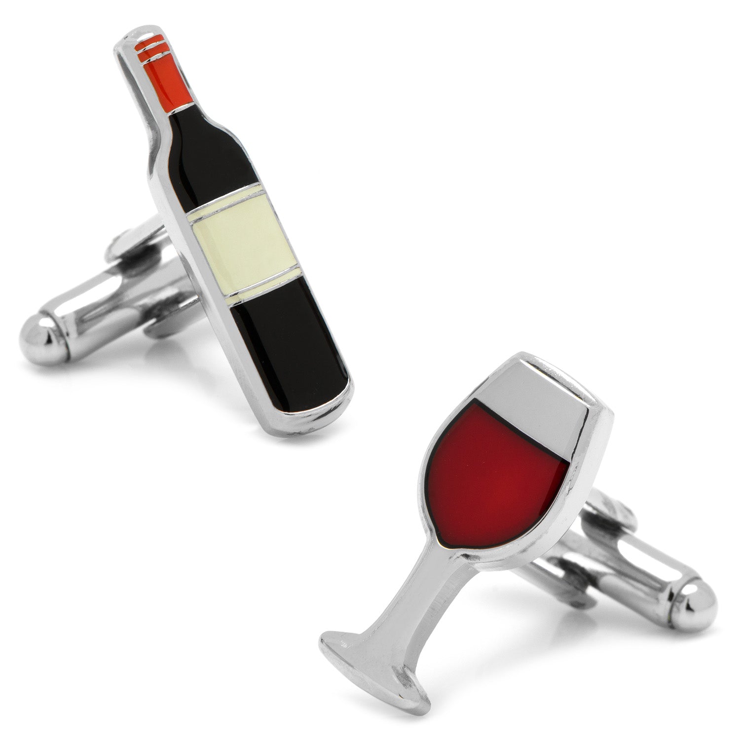 Wine Lover Cufflinks and Tie Bar Gift Set in Antique Silver - Image 3