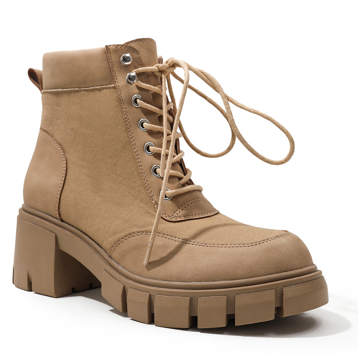 Women's Chunky Platform Lace-Up Ankle Boots with Round Toe - Image 2