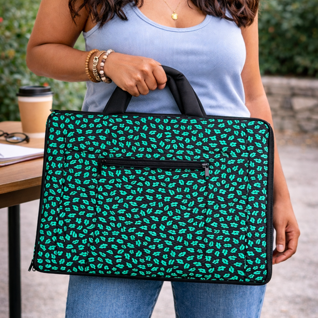 Artisan Ugandan Cotton Laptop Bag - Vibrant Geometric Print
