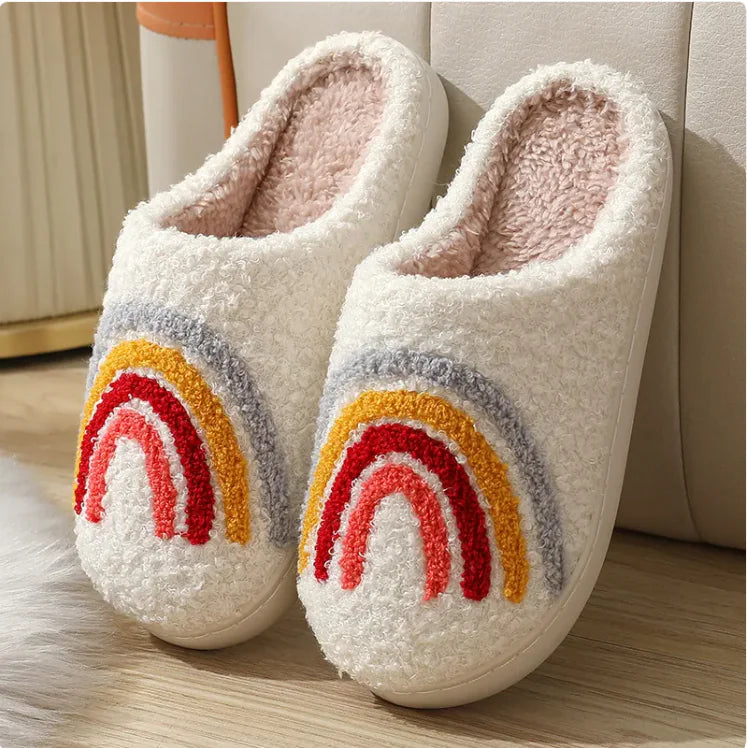 Women's Plush Heart Embroidery House Slippers White Cozy Footwear - Image 16