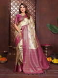 Mustard Tissue Silk Saree with traditional weaving patterns