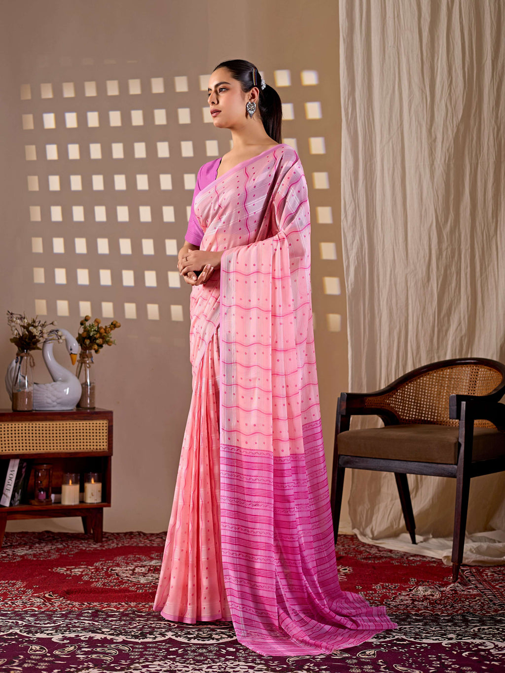 Pink Monsoon Printed Saree for Casual and Festive Wear