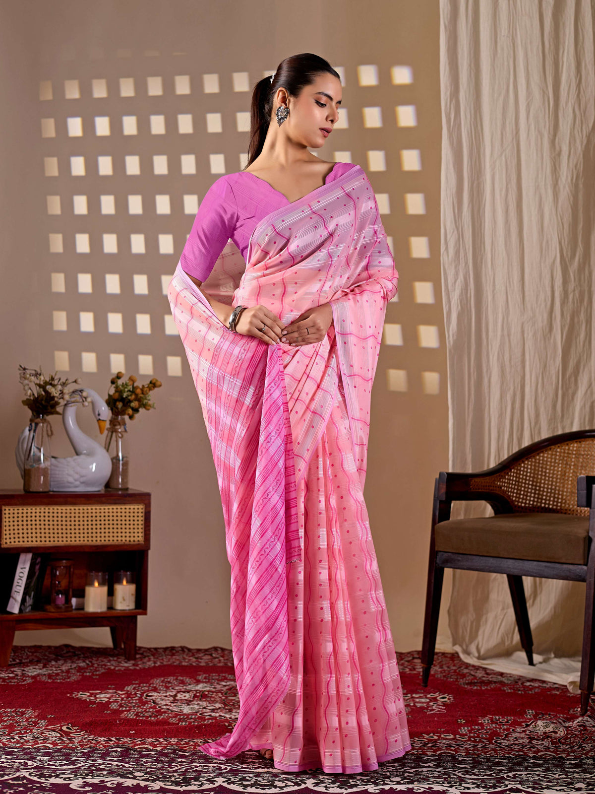 Pink Monsoon Printed Saree for Casual and Festive Wear