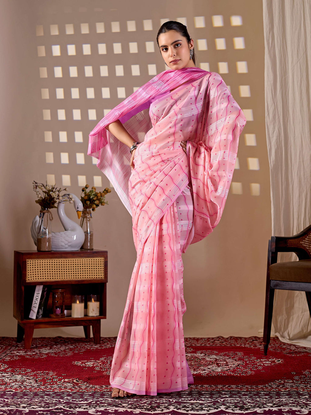 Pink Monsoon Printed Saree for Casual and Festive Wear