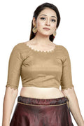 Aastha Fashion chiku art silk boat neck readymade saree blouse
