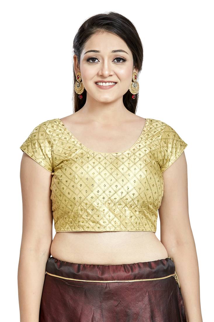 Gold sequence boat neck blouse for sarees