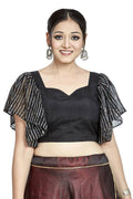 Aastha Fashion black art silk temple neck readymade saree blouse