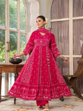 Rani Angarkha Anarkali Kurta Set with Floral Print and Dupatta
