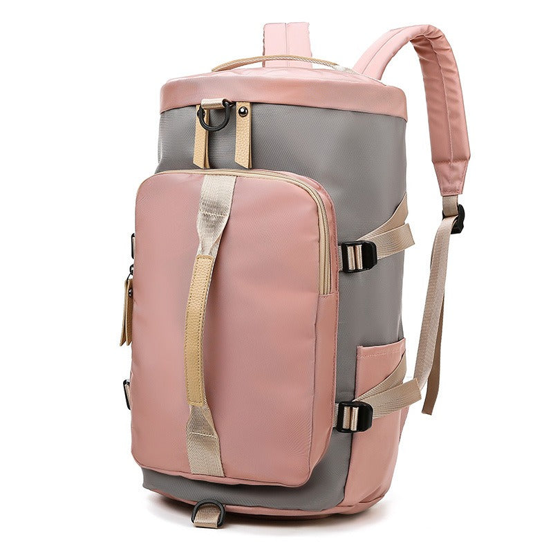 Women's Convertible Gym Duffel Backpack - Pink & Grey Travel Fitness Bag
