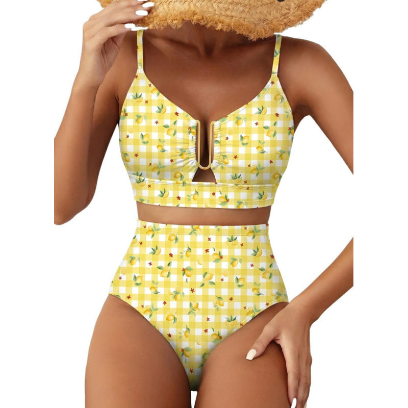 Women's Floral Print High-Waist U-Wire Bikini Set Beachwear