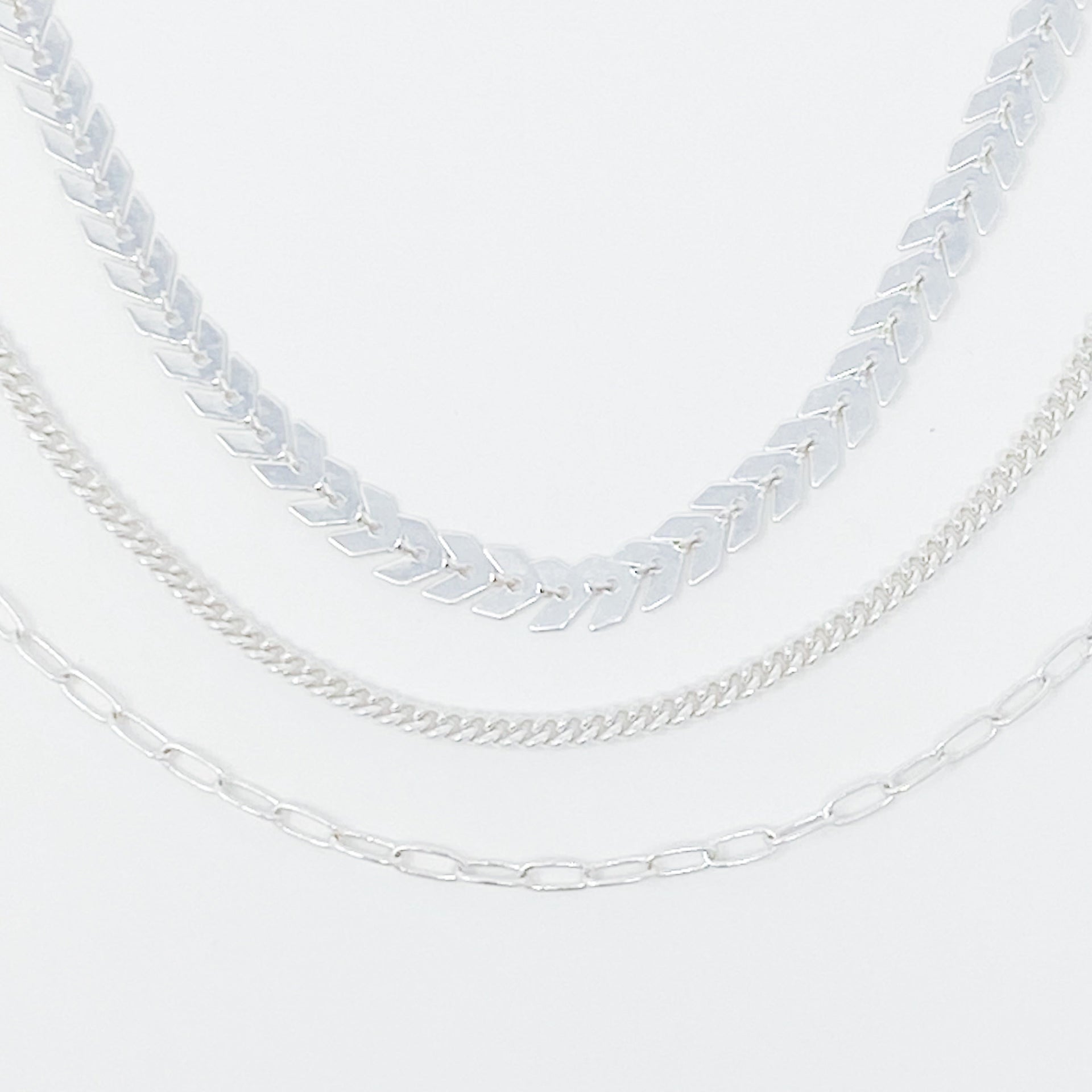 Chevron Chain Anklet, Set of 3