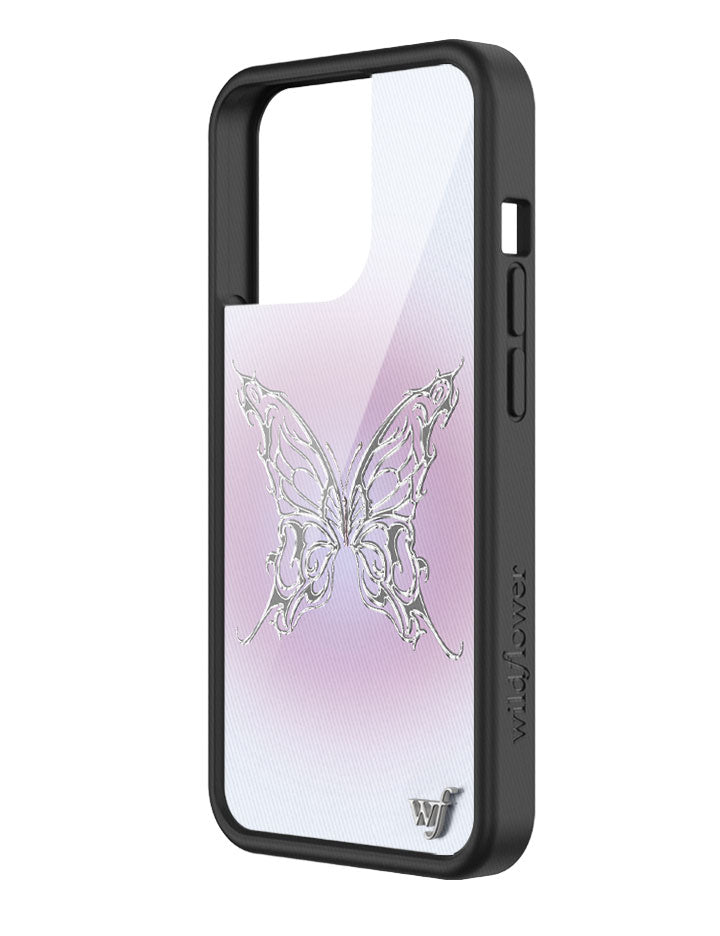 AI Butterfly iPhone Case in Heliotrope Purple and Chrome Silver - Image 10