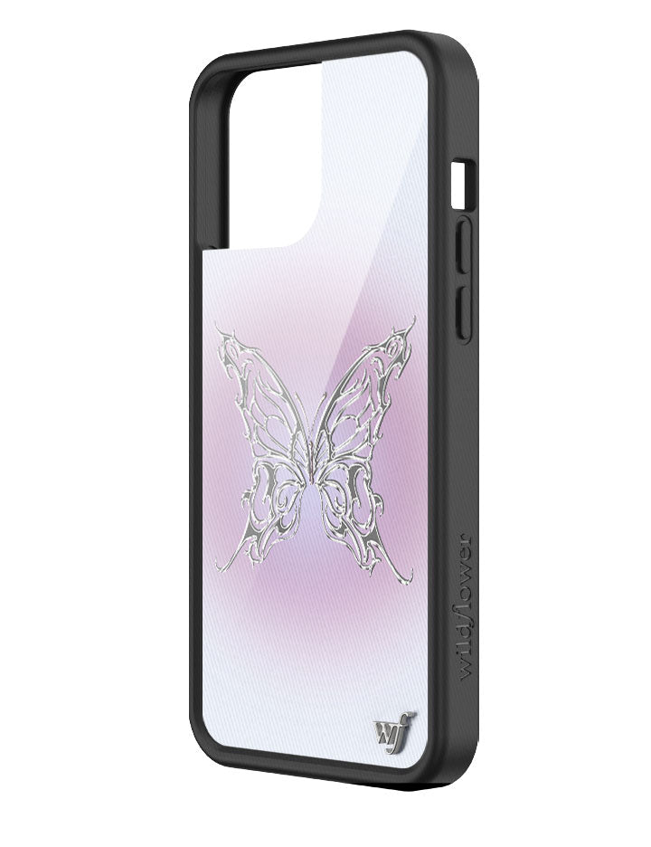 AI Butterfly iPhone Case in Heliotrope Purple and Chrome Silver - Image 8