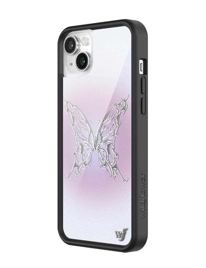 AI Butterfly iPhone Case in Heliotrope Purple and Chrome Silver - Image 6