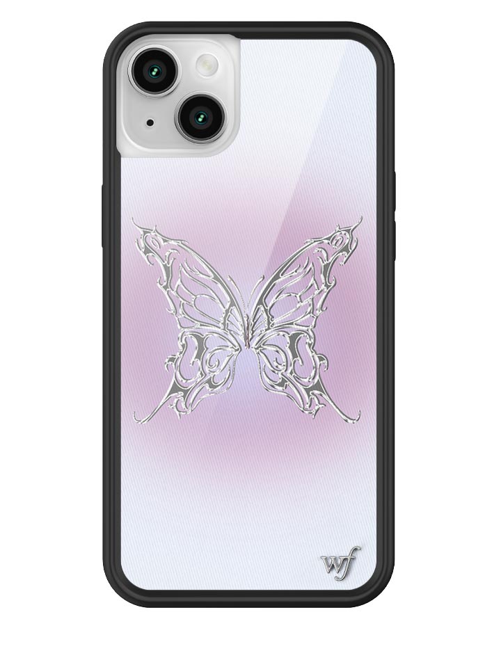 AI Butterfly iPhone Case in Heliotrope Purple and Chrome Silver - Image 3