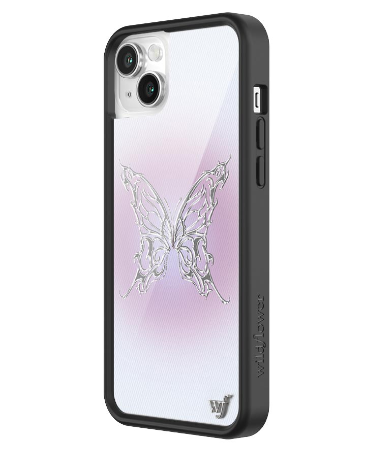 AI Butterfly iPhone Case in Heliotrope Purple and Chrome Silver - Image 4
