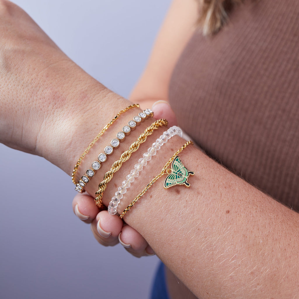 Emerald Swallowtail Butterfly Charm Bracelet Dual-Layer Chain
