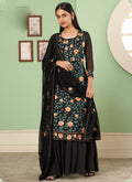 Vegaa Fashion Black Georgette Embroidery Designer Sharara Suit