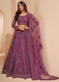 Onion pink embroidered designer net lehenga choli set