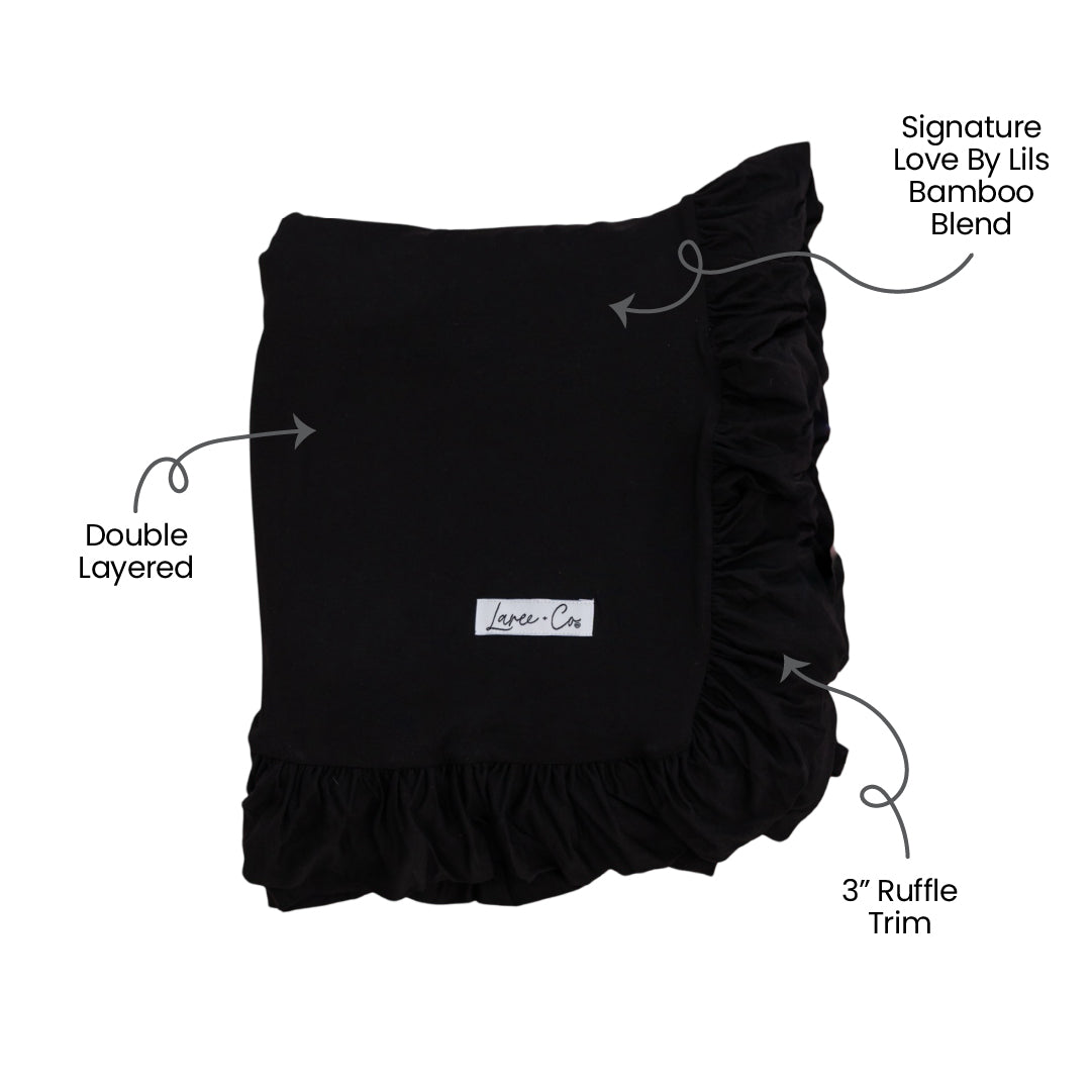 Allie Black Bamboo Ruffle Toddler Blanket