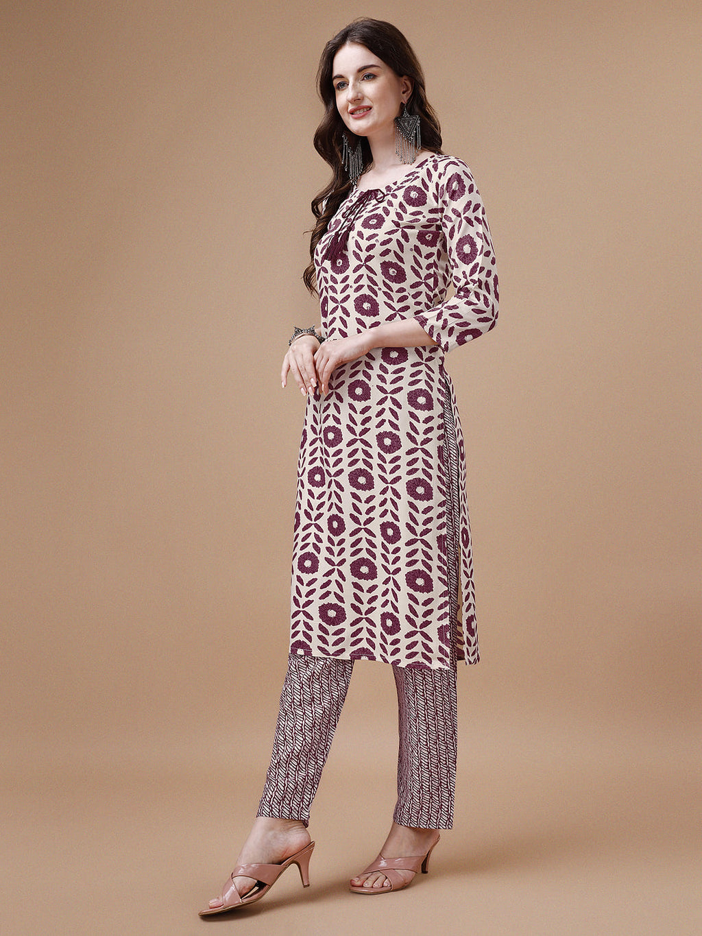 Women's Multicolor Printed Kurta With Matching Pant Set