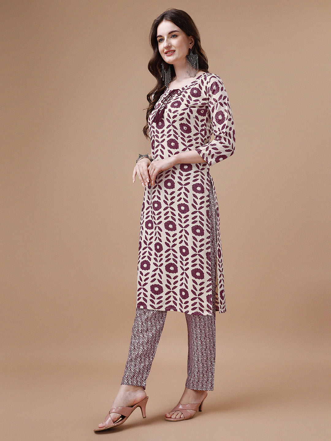 Women's Multicolor Printed Kurta With Matching Pant Set