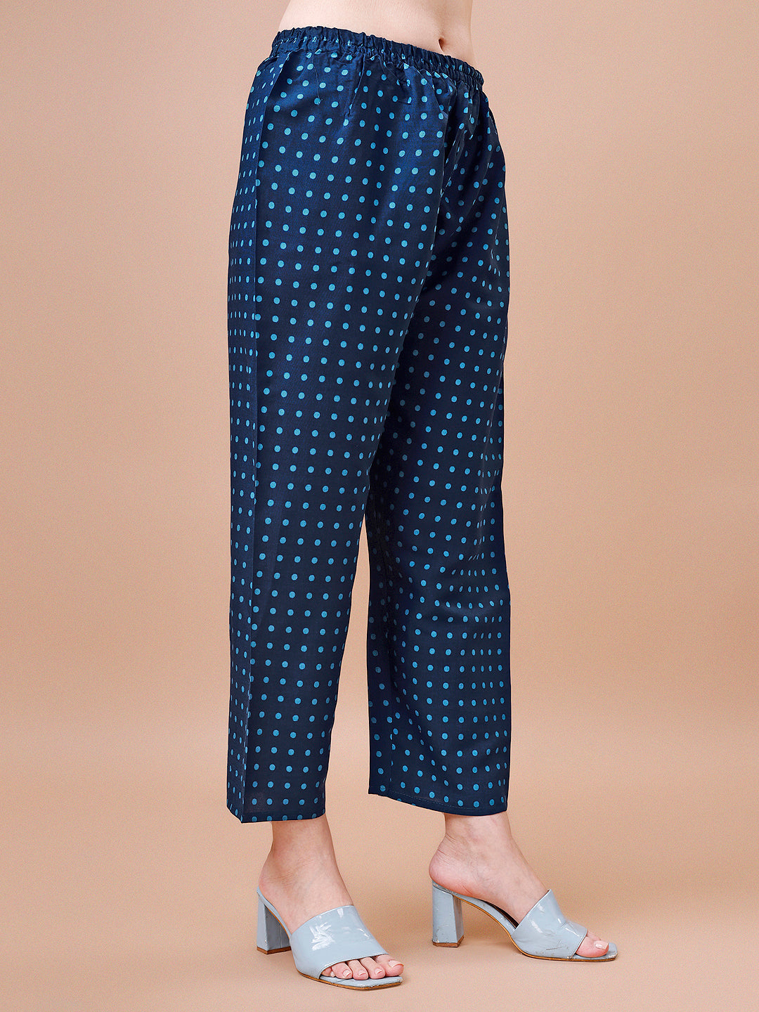 Embroidered Indigo Striped Kurta Set with Printed Dupatta