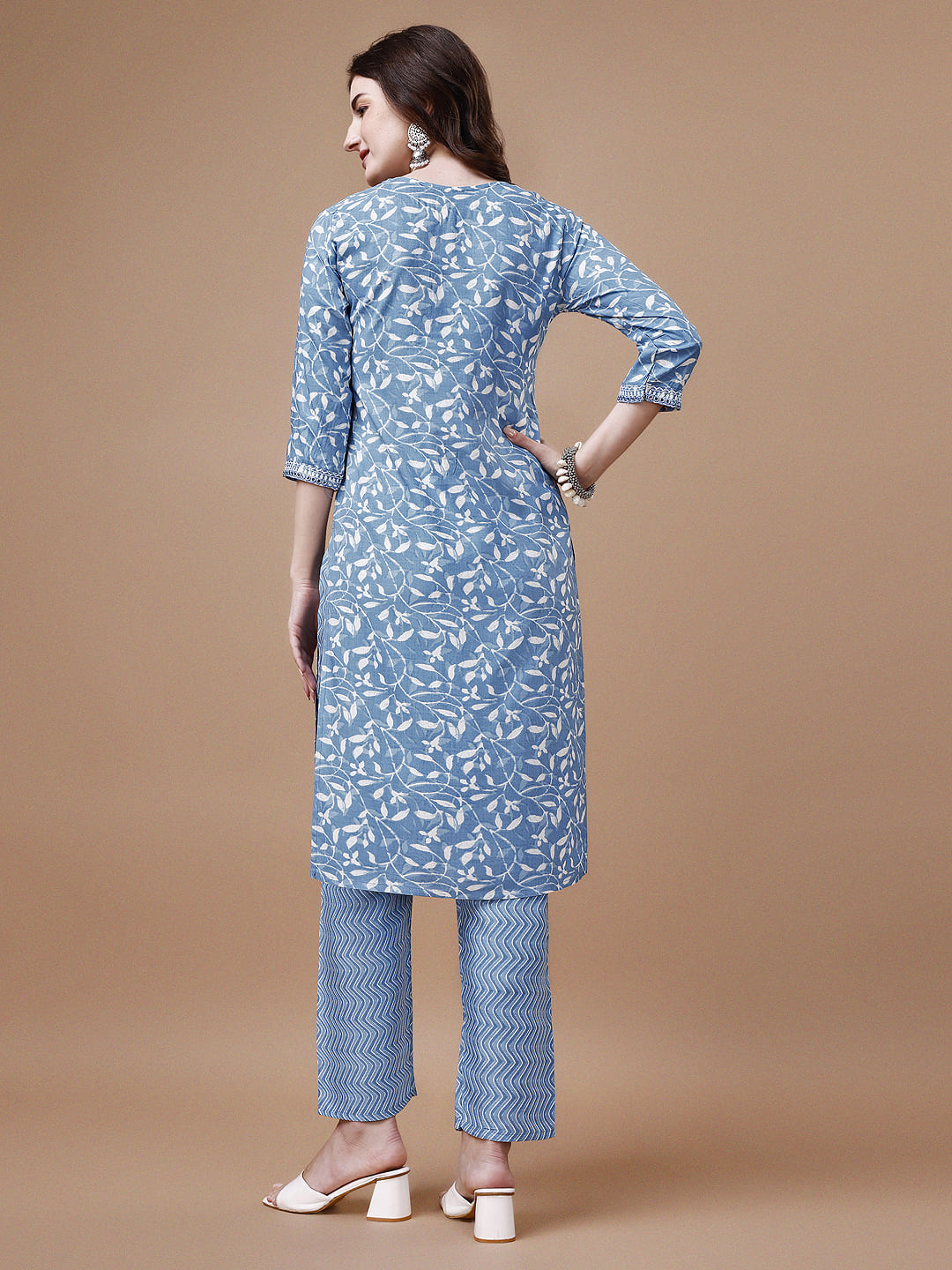 Embroidered Floral Printed Kurta Set with Pant and Dupatta