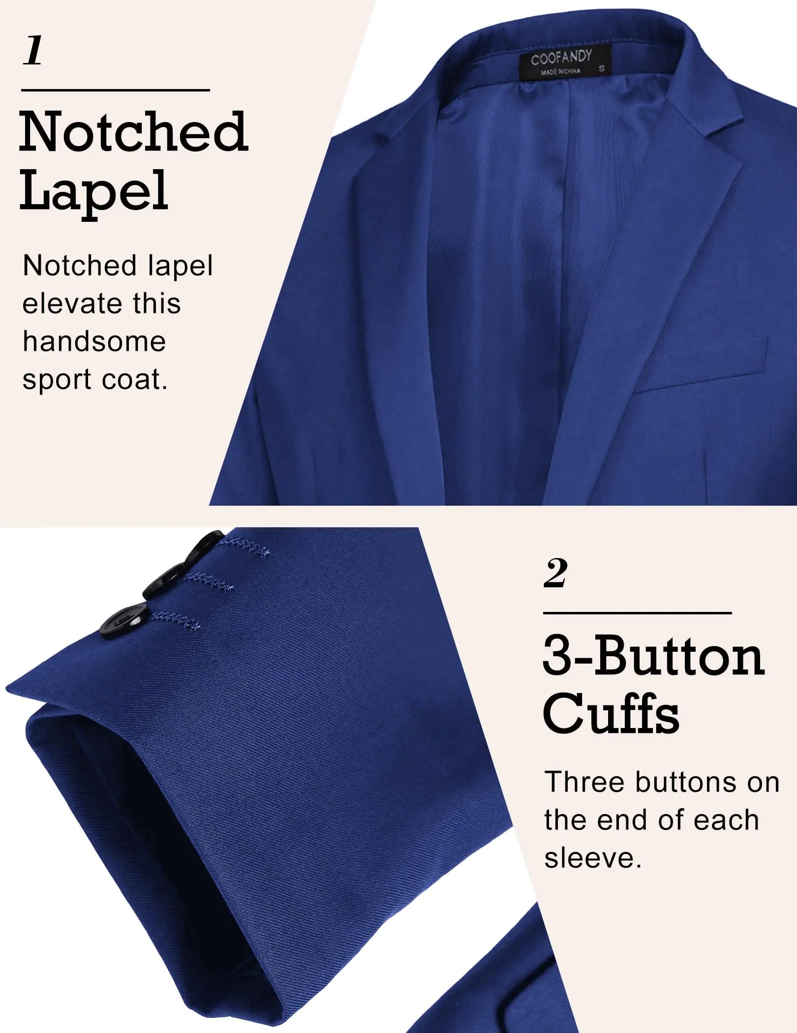 COOFANDY Mens Sport Coat Casual Blazer One Button Business Suit Jacket Grey Blue 3X-Large