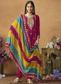 Rani Pink Chinon Silk Salwar Suit with gota patti embroidery for weddings