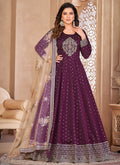 Vegaa Fashion Designer Viiolet Tafeta Silk Embroidery Anarkali Suit
