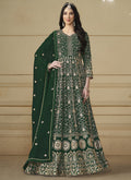 Green faux georgette Anarkali suit with beautiful embroidery.