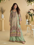 Aarshi Fashions Green Heavy Crepe straight kurta with digital print and matching palazzo pants