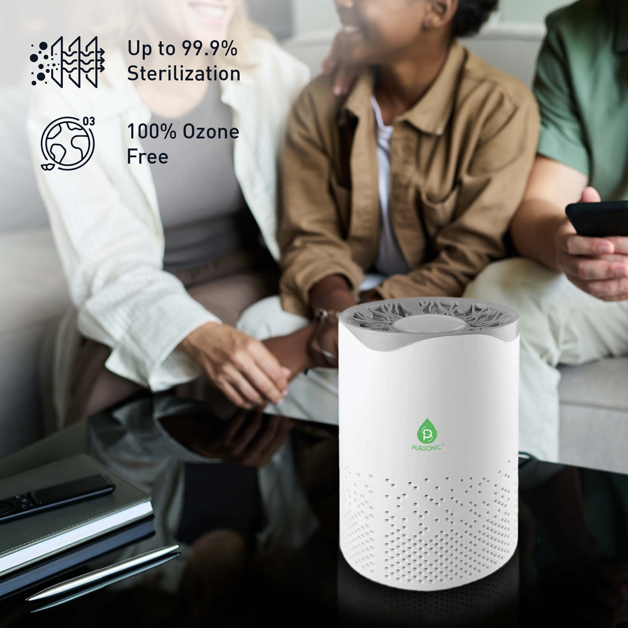 Pursonic Clean Air & Relaxation Bundle – Includes USB Powered True HEPA Air Purifier + 10 Handmade Organic Bath Bombs