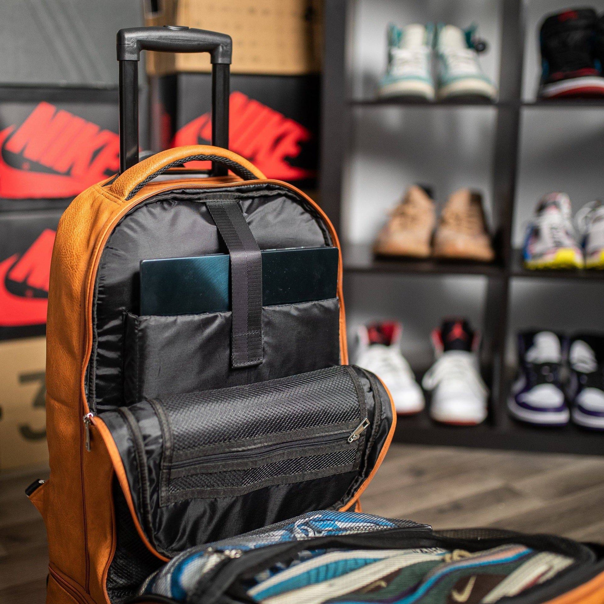 Brown Leather Carry-On Patented Roller Bag (Only 150 Made)