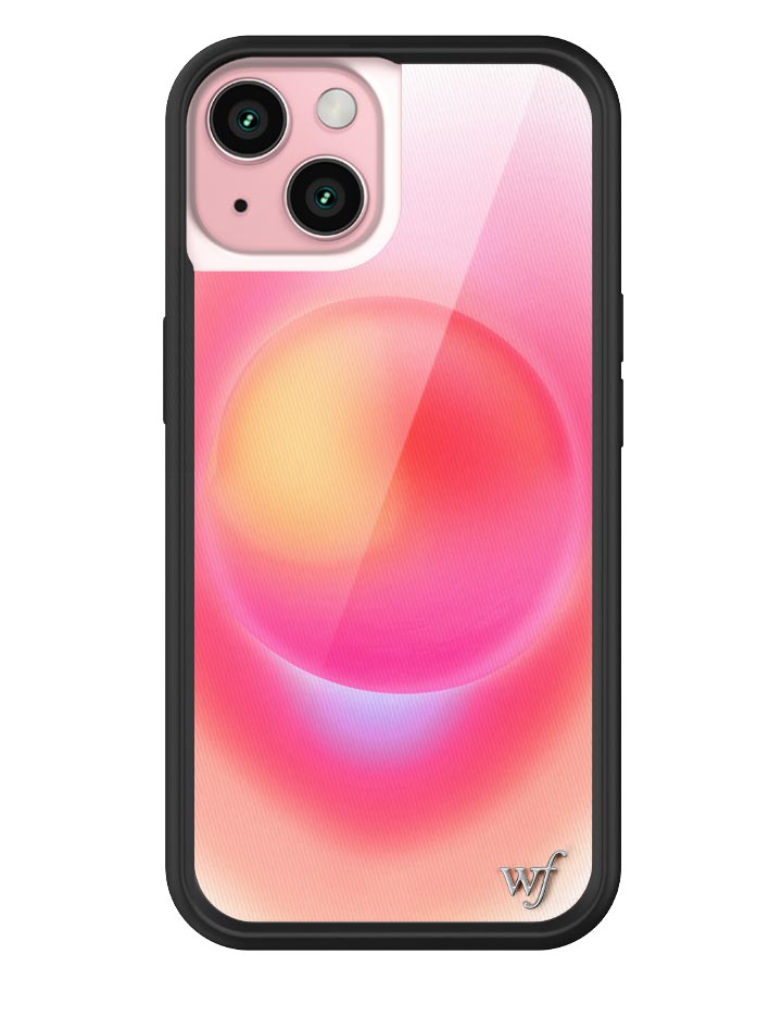 Hot Pink Aura iPhone Case with Durable Protective Black Bumper