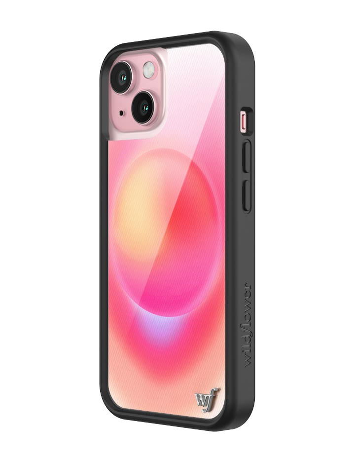 Hot Pink Aura iPhone Case with Durable Protective Black Bumper