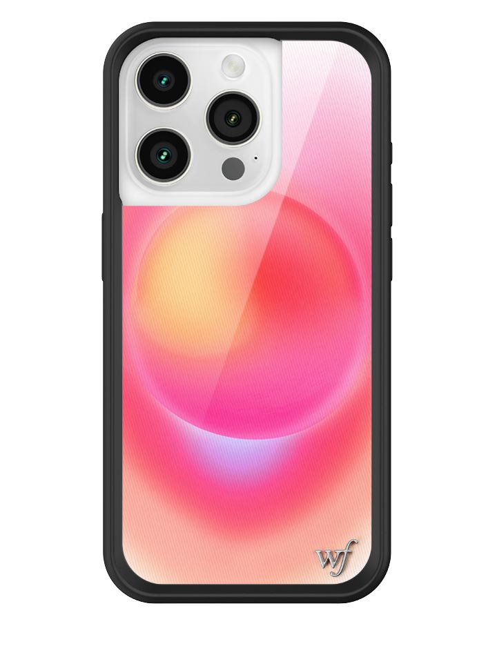 Hot Pink Aura iPhone Case with Durable Protective Black Bumper