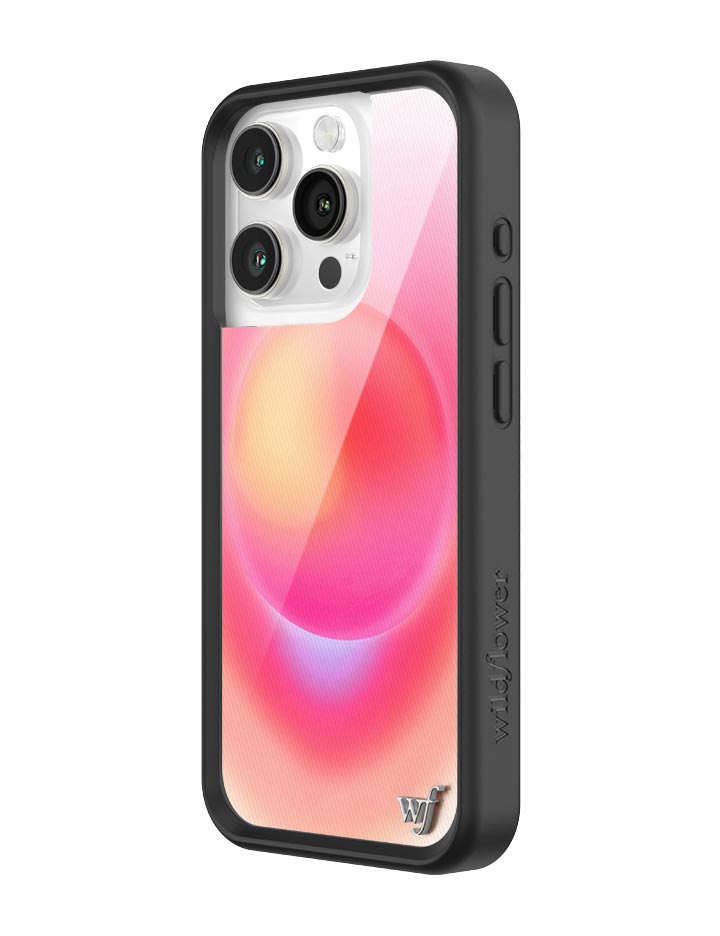 Hot Pink Aura iPhone Case with Durable Protective Black Bumper