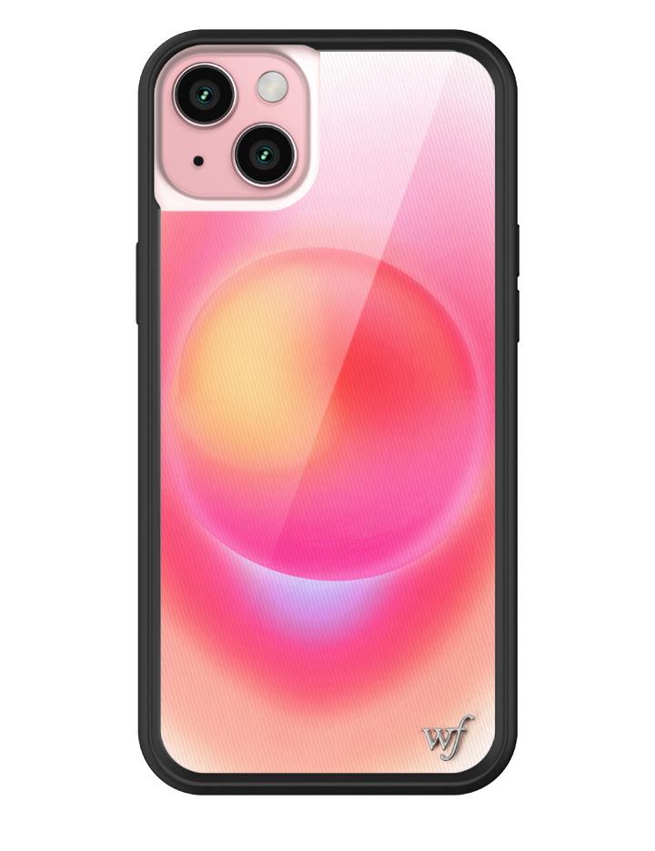 Hot Pink Aura iPhone Case with Durable Protective Black Bumper