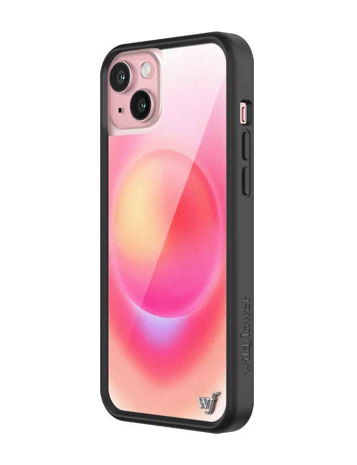 Hot Pink Aura iPhone Case with Durable Protective Black Bumper