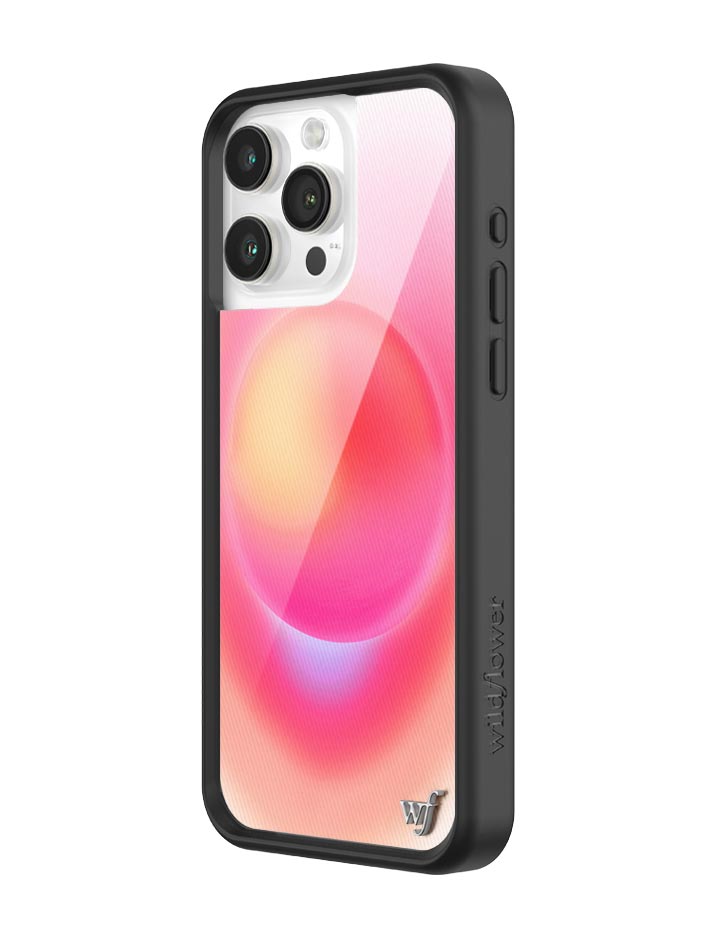 Hot Pink Aura iPhone Case with Durable Protective Black Bumper
