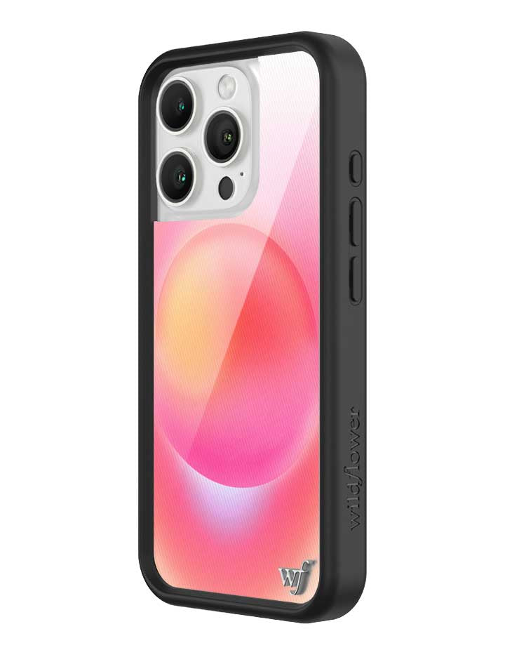 Hot Pink Aura iPhone Case with Durable Protective Black Bumper
