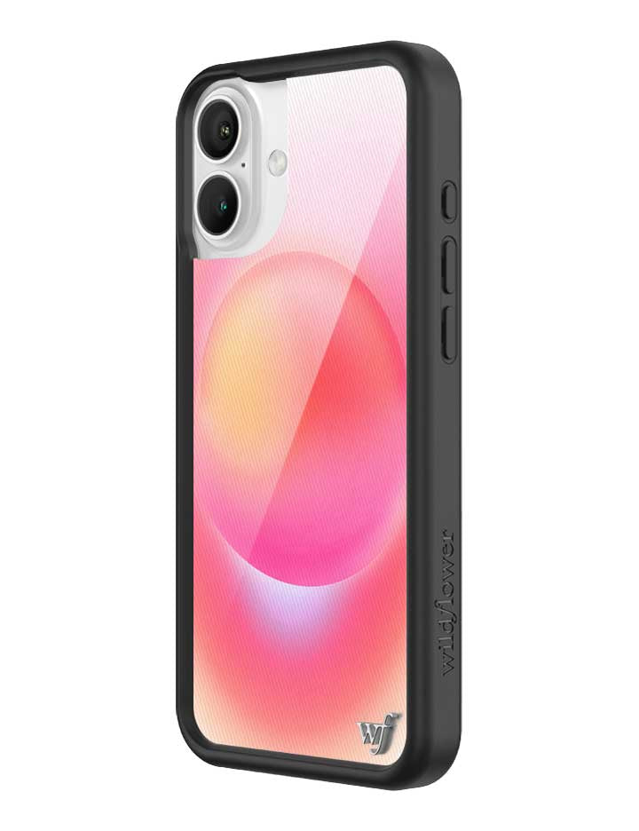 Hot Pink Aura iPhone Case with Durable Protective Black Bumper