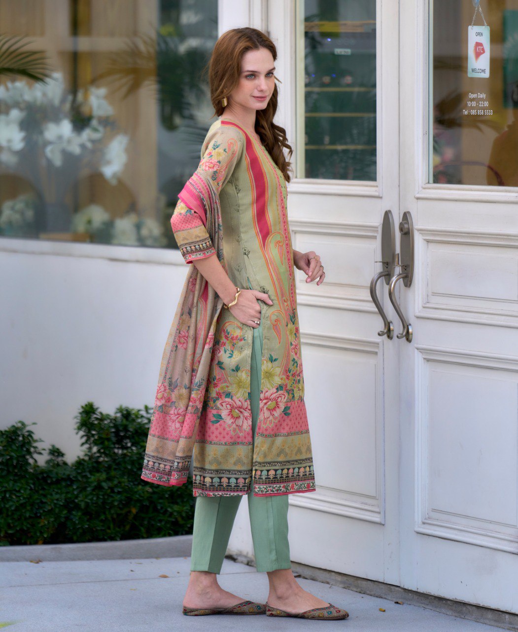 Light Green Silk Blend Designer Salwar Suit