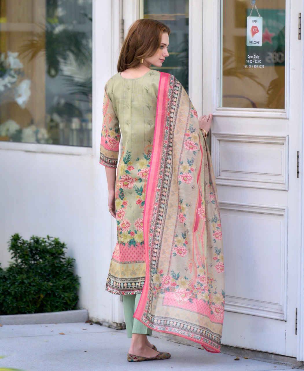 Light Green Silk Blend Designer Salwar Suit