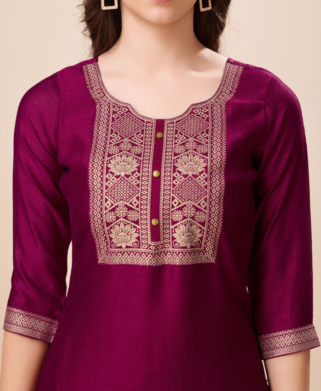 Wine Vichitra Silk Jacquard Salwar Suit for Women