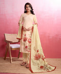 Elegant beige printed crepe kurta set for women
