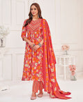Peach cotton kurta set for women with elegant foil print detailing